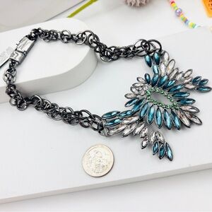 Givenchy Vintage Blue-Multi Firework Crystal Statement Necklace High Style
